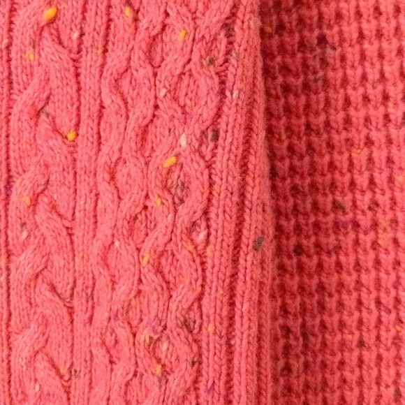 a.n.a Speckled Wool Blend Cable & Waffle Knit Sweater Hot Pink Small - Picture 8 of 10